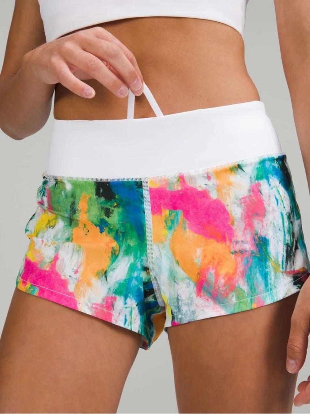 Lululemon Speed Up Low-Rise Lined Short 2.5 No Limits White Multi White Sz 2